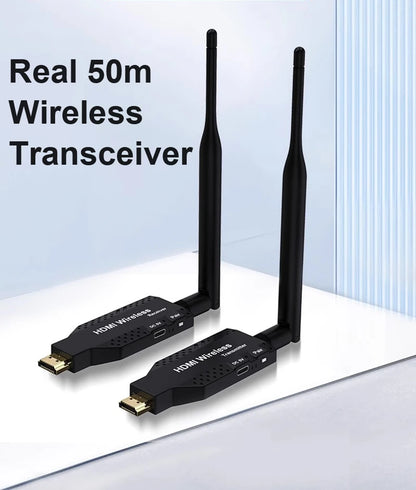 50m Wireless HDMI Extender – 1-to-2/3/4 Video Transmitter & Receiver for TV, Camera, Laptop, PC to Monitor or Projector