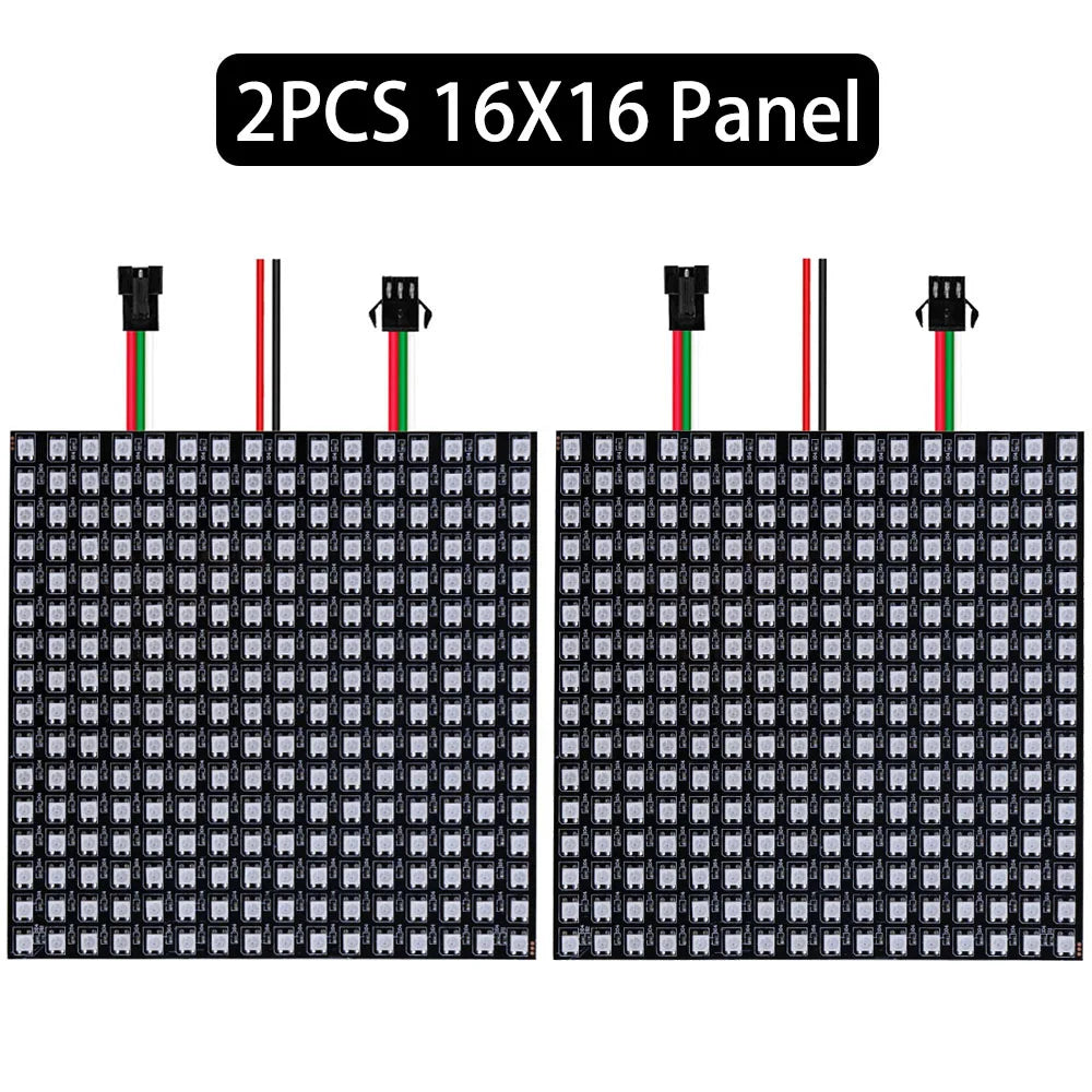 WS2812B RGB LED Pixel Matrix Panel - Individually Addressable Flexible 8×8, 16×16 or 8×32 LED Screen, DC 5V