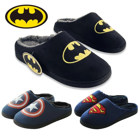 Batman Winter Slippers for Women & Men – Warm Plush, Non-Slip Indoor Floor Slides, Cartoon Anime DC Cotton Slippers for Couples