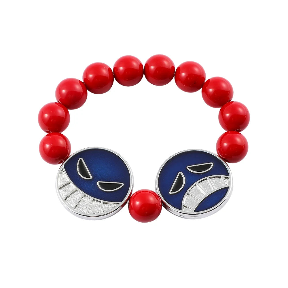 Anime Red Beads Bracelet Necklace – Portgas D. Ace Cosplay Jewelry Accessories for Fashion & Party Gifts
