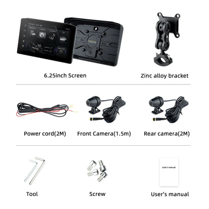 EKIY 6.25" Portable Digital Dashboard with Wireless CarPlay & Android Auto GPS Navigation - Anti-Theft Removable Screen for Motorcycle   2/2