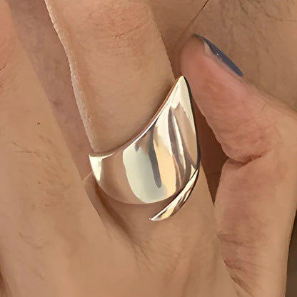 VENTFILLE 925 Sterling Silver Adjustable Ring – Vintage Hollow Line Punk Hip Hop Couple Jewelry