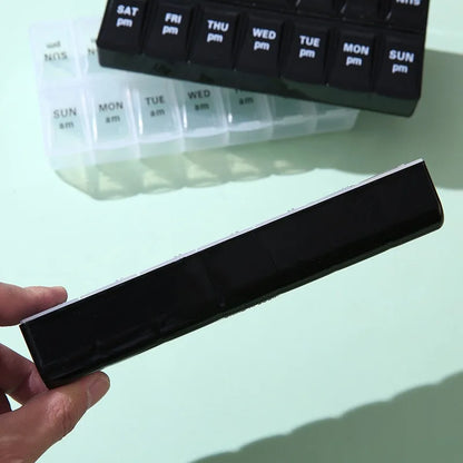 Weekly Travel Pill Organizer Box – 7-Day Portable Medicine & Vitamin Storage with 14 Grid Compartments