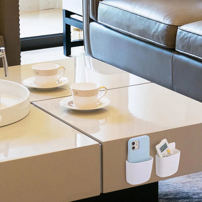 2PCS Wall-Mounted Storage Box – Phone Charging Plug & Remote Control Organizer Rack for Home Use