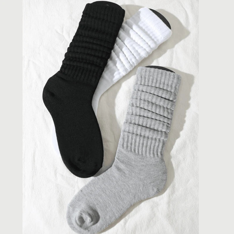 Women’s White Mid-Calf Socks - 3 Pairs Comfortable Breathable Basic Fashion Socks