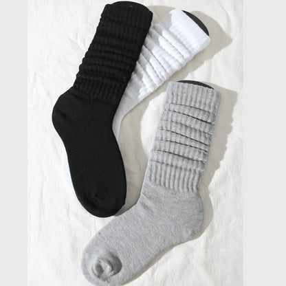 Women’s White Mid-Calf Socks - 3 Pairs Comfortable Breathable Basic Fashion Socks