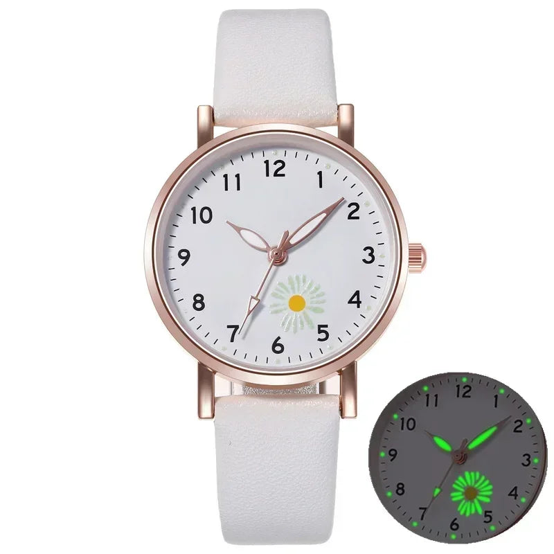 Luxury Luminous Retro Women’s Quartz Watch – Leather Strap Ladies Wristwatch