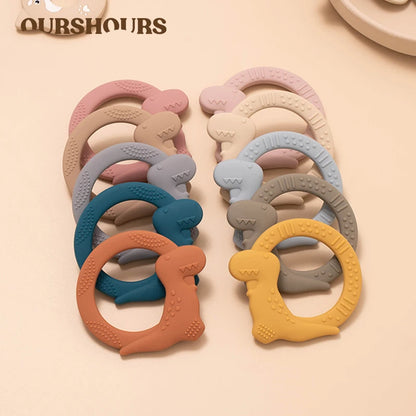 BPA Free Silicone Dinosaur Teether - Baby Molar Stick Chew Toy for Toddlers Infant Teething Relief