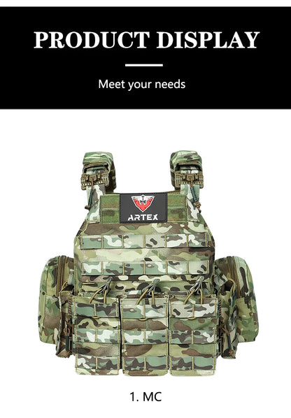 ARTEX Tactical Vest – 1000D Nylon, Quick Release, 6094K with Triple Magazine Pouch for Hunting & Airsoft Combat