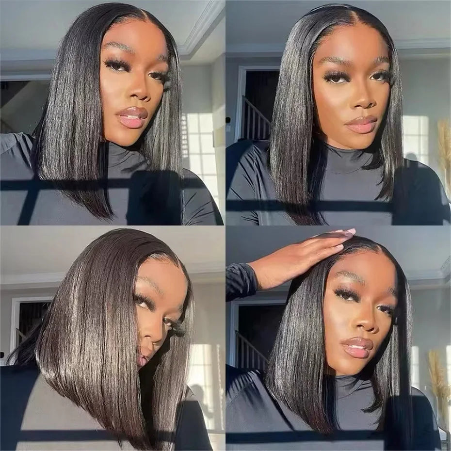 Raw Vietnamese Human Hair Lace Front Wig – 13x6 Bob, Straight Natural Black, 250% Density, 100% Human Hair