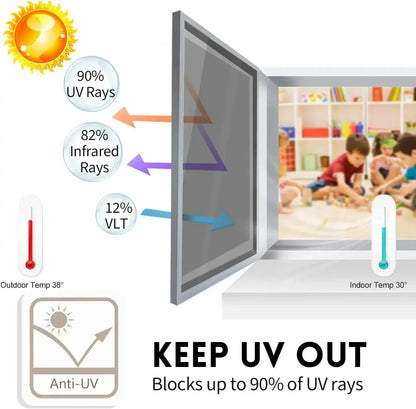 40-90CM Window Privacy Tint Film – Anti-Glare One-Way Mirror UV Vinyl Screen for Home