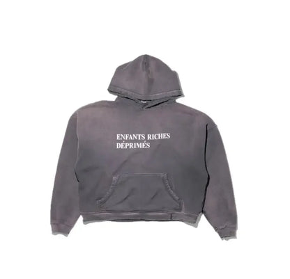 Washed Casual Hoodie Sweatshirt — Unisex Loose-Fit Street Style Crew Neck with Lip Print Letter Design, Vintage Comfortable Top