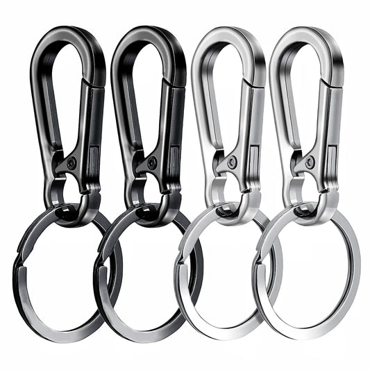 4Pcs Metal Carabiner Clip Keychain – Key Ring Hook Holder Organizer for Car Keys