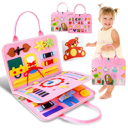 Montessori Busy Board for Toddlers – Sensory Toy for Preschool Learning & Fine Motor Skills, Travel Activities for Boys