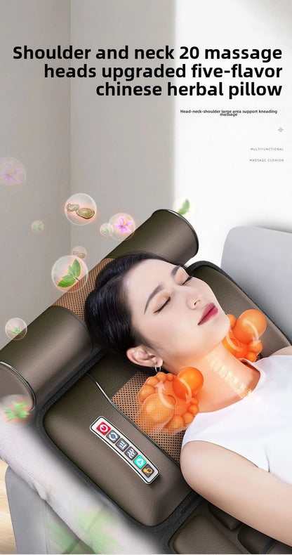Multifunctional Electric Lumbar Traction Massage Mattress Cushion – Full Body Vibrations for Shoulder, Neck, Waist, and Back with Removable Cover