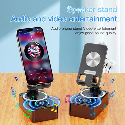 3-in-1 Phone Stand - Bluetooth Speaker, Power Bank & Rotating Foldable Holder for Phones and Tablets