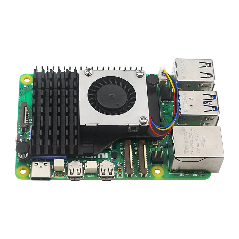 Raspberry Pi 5 Active Cooler — Aluminum Heatsink with PWM Adjustable Fan, Black/Silver/Blue Cooling Radiator for Pi 5