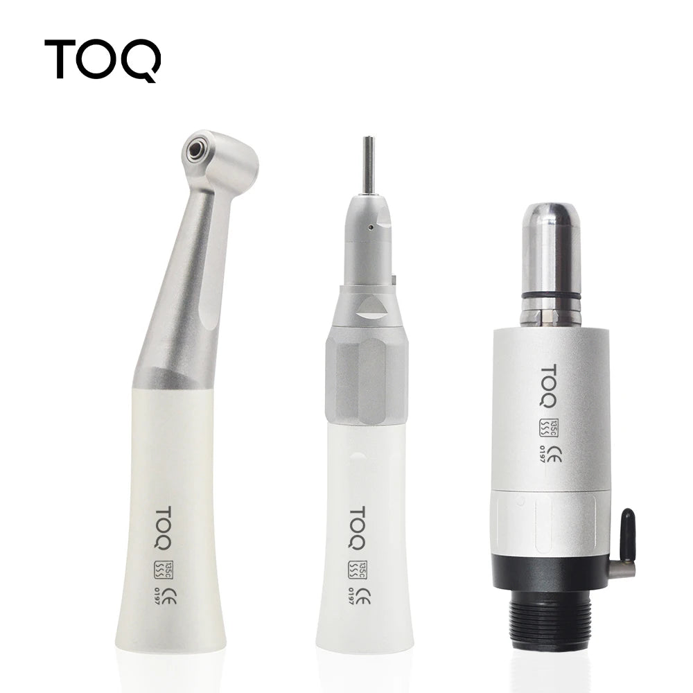 Dental Low Speed Handpiece Kit – Mini Air Motor with 4-Hole Contra Angle & Straight Handpiece for Dentists