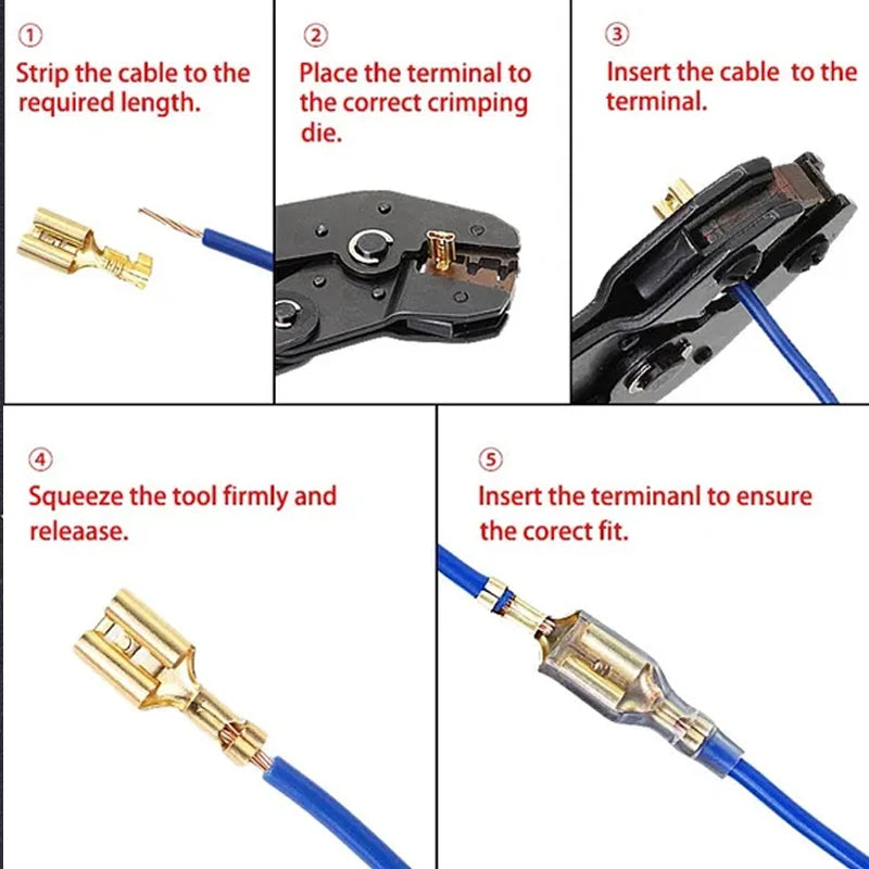 100PCS 2.8/4.8/6.3mm Male & Female Crimp Terminal Connectors – Gold & Silver Wire Connectors for Car & Electronics