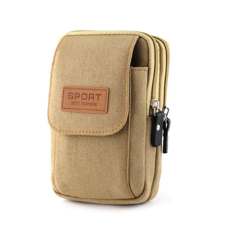 6.5" Men’s Canvas Waist Pack – Soft Pouch Belt Bag for Running, Travel & Camping