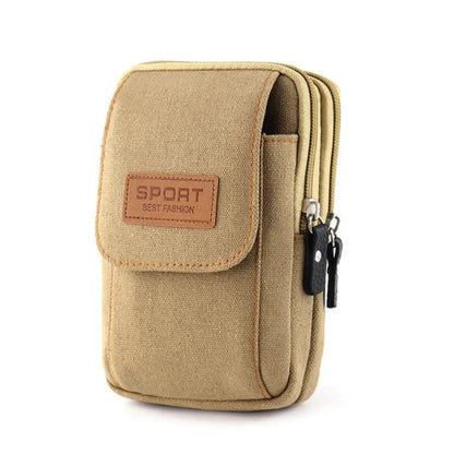 6.5" Men’s Canvas Waist Pack – Soft Pouch Belt Bag for Running, Travel & Camping