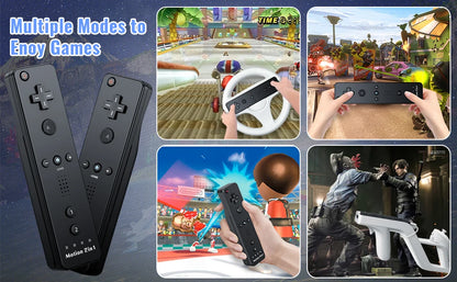 2-in-1 Nintendo Wii Controller Set | Wireless Remote Gamepad with Motion Plus Joystick & Silicone Case