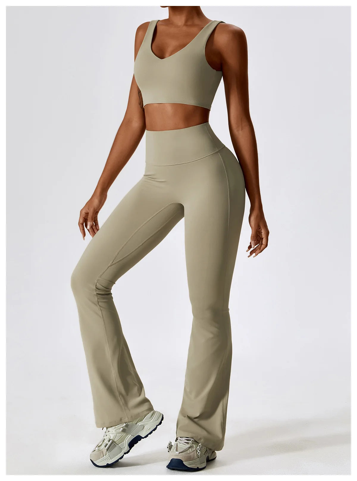 2PCS Seamless Women’s Yoga Set – Long Sleeve Crop Top & Leggings Workout Outfit, Athletic Gym Sportswear