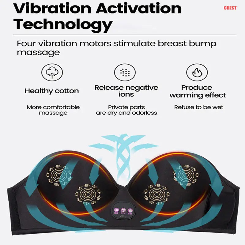 Wireless Vibration Electric Massager – Hot Compress Bra for Chest Care & Breast Firming