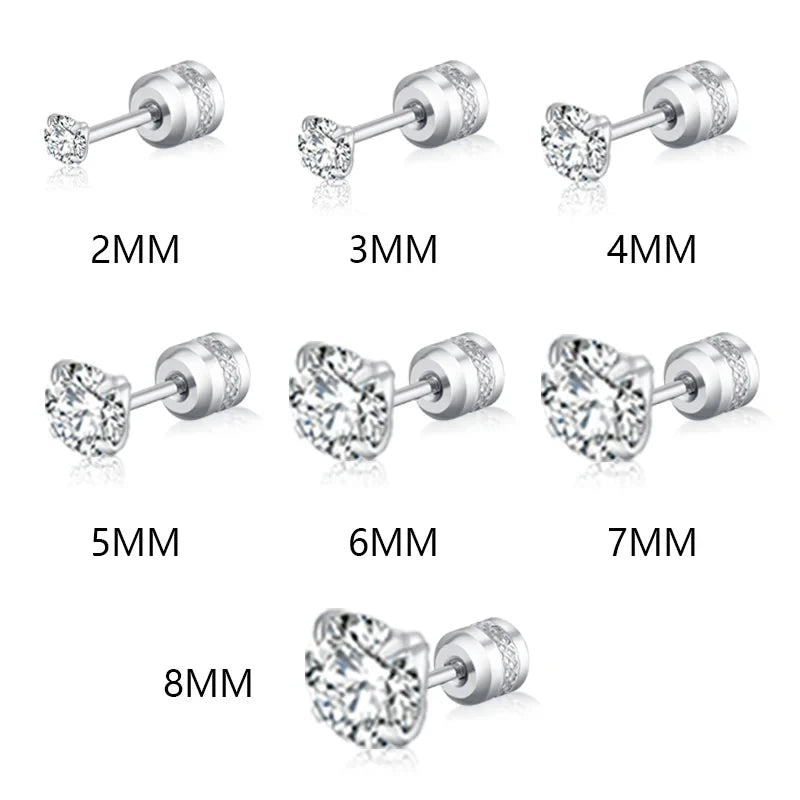 Medical Stainless Steel Crystal Zircon Ear Studs – Hypoallergenic Tragus & Cartilage Screw Piercing Earrings Jewelry
