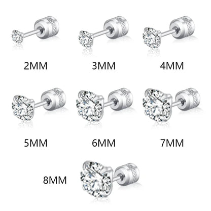 Medical Stainless Steel Crystal Zircon Ear Studs – Hypoallergenic Tragus & Cartilage Screw Piercing Earrings Jewelry