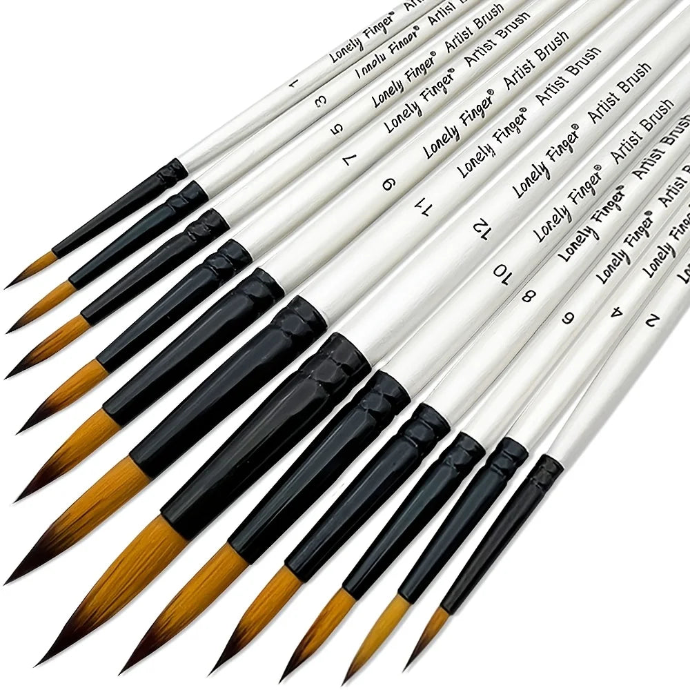 12-Piece Premium Artist Paint Brush Set – Durable Nylon Bristles for Acrylic, Watercolor, Oil & Body Painting