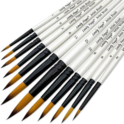 12-Piece Premium Artist Paint Brush Set – Durable Nylon Bristles for Acrylic, Watercolor, Oil & Body Painting