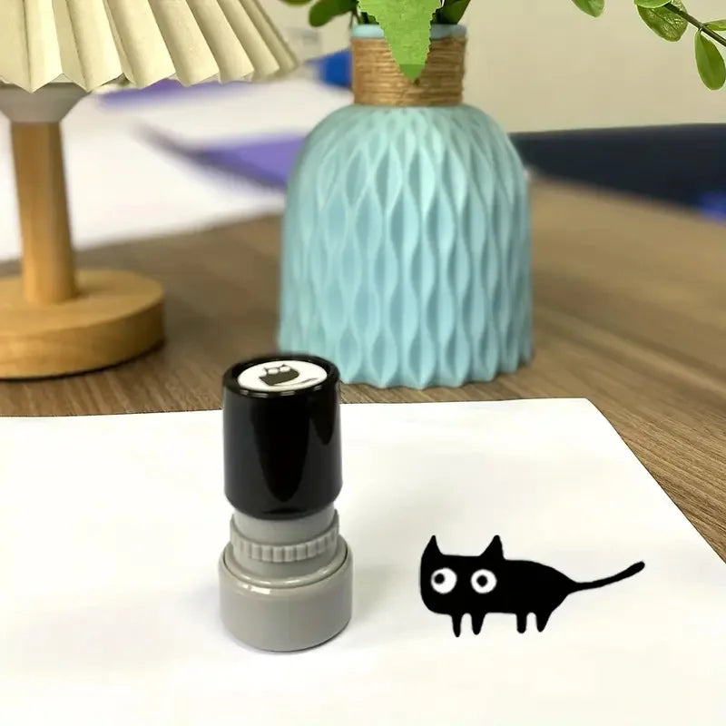 Cute Black Cat Cartoon Stamps – 4-Style DIY Scrapbooking, Diary, Collage & Stationery Decoration Set