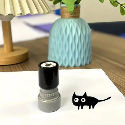 Cute Black Cat Cartoon Stamps – 4-Style DIY Scrapbooking, Diary, Collage & Stationery Decoration Set