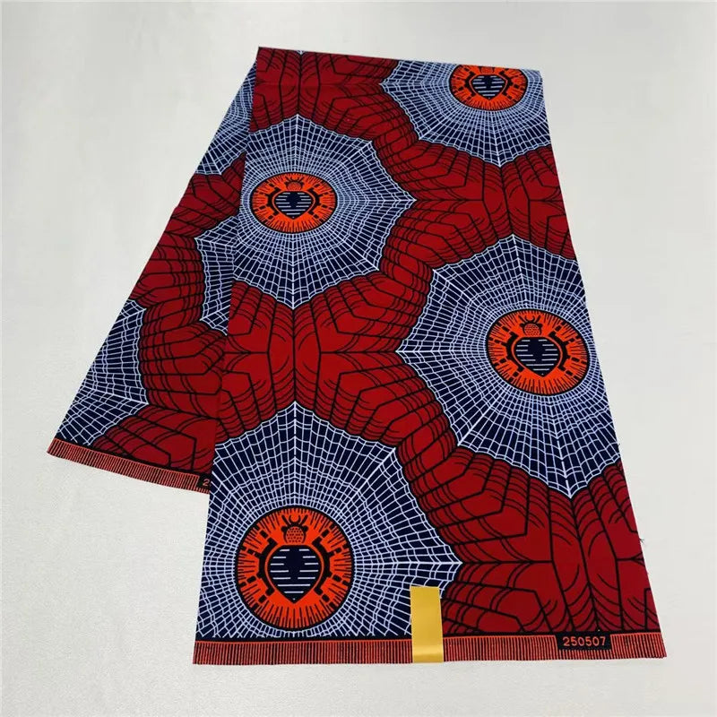 6 Yards African Real Wax Fabric - 100% Cotton Original Ankara Print for Party Dresses K121901