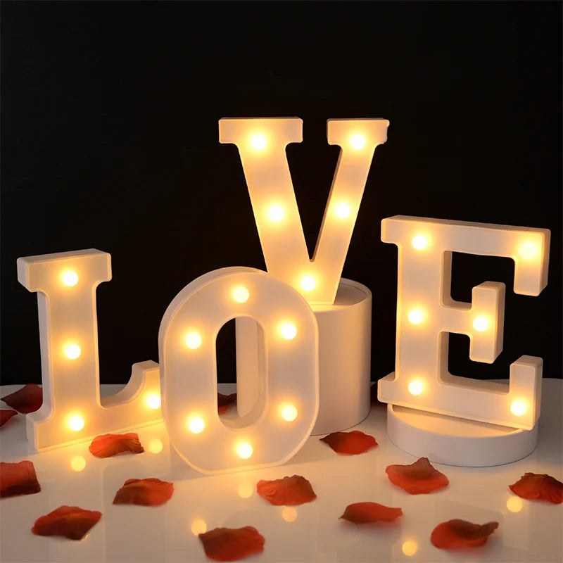 LED Number & Letter Night Light - Luminous A-Z Alphabet & 0-9 Lamp for Party and Wedding Decor