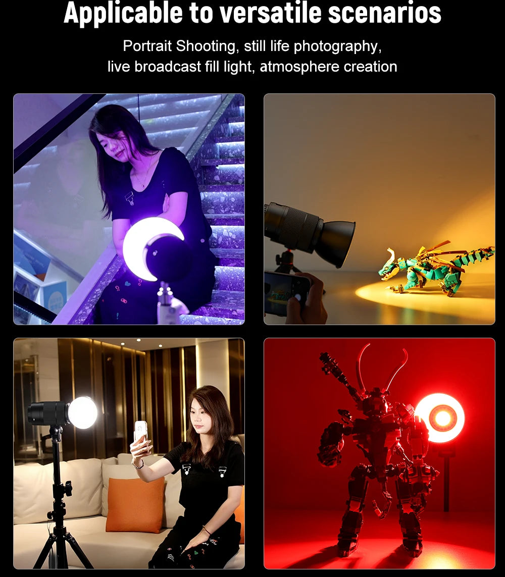 LUXCEO L60W L60RGB 60W RGB Video Fill Light - Portable Photography & Video Light with 2500mAh Battery for Camera Studio & Outdoor Use