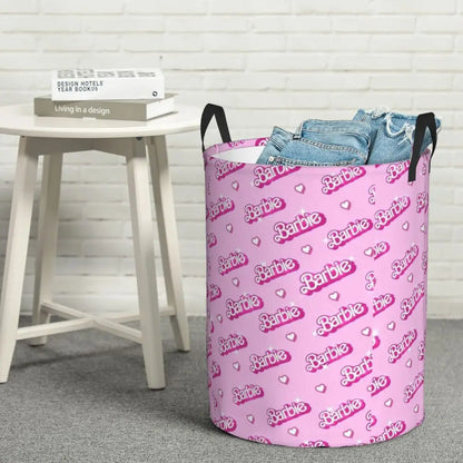 Custom Barbie Logo Laundry Basket – Collapsible Large Capacity Clothes Storage Bin, Disney Baby Hamper