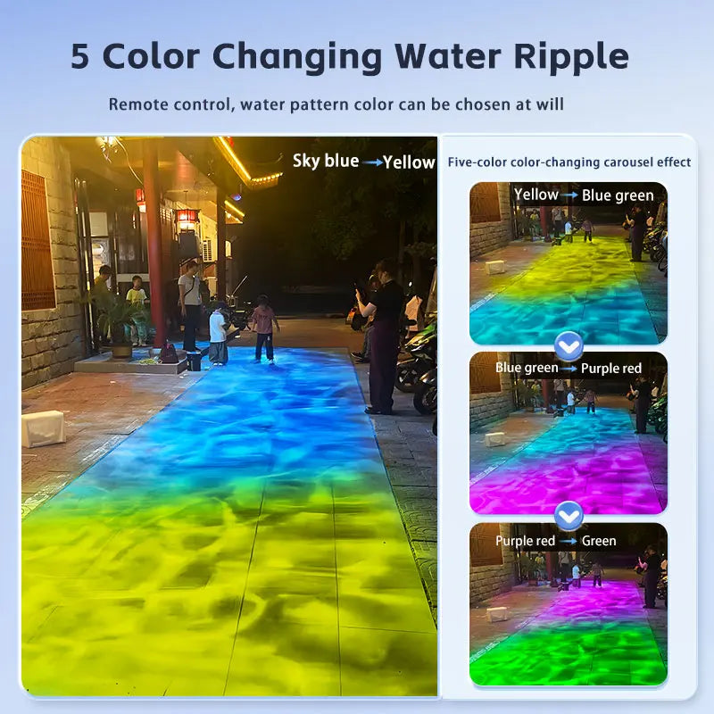 Square Water Ripple Projector Light – Dynamic Ripple Effect LED Logo Projection Lamp for Indoor, Outdoor, Corridor & Atmosphere Lighting Waterproof Decorative Light