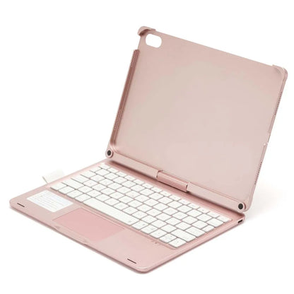 iPad Case with Bluetooth Keyboard — 360° Rotatable Foldable Stand, Pen Slot & RGB Backlight for iPad Air 11/10.9-inch Models
