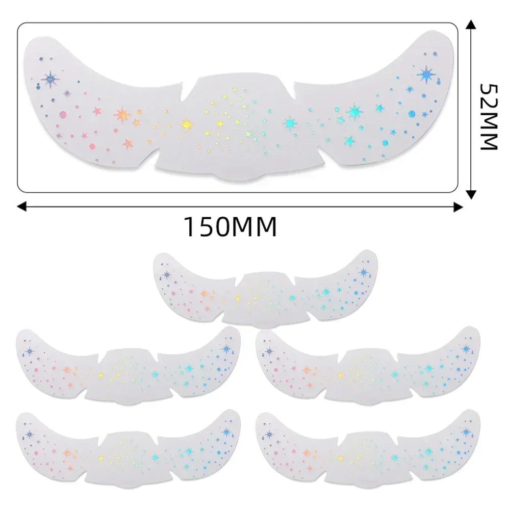 6pcs Hot Stamping Freckles Makeup Patches – Metallic Gold & Silver Temporary Tattoo Stickers for Face
