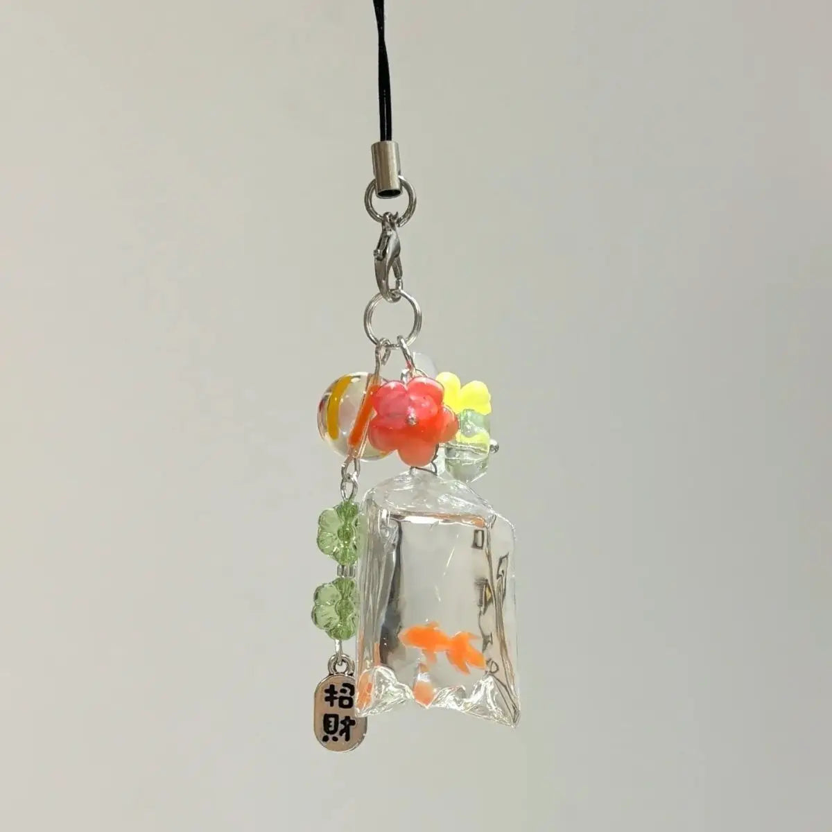 Cute Fish Phone Charm Pendant — Colorful Lucky Case Accessory for iPhone 15, CCD Camera, Schoolbag DIY, Korean Flower Bead Customizable