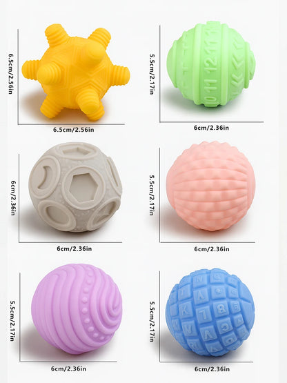 6Pcs Baby Sensory Balls - Montessori Teething & Early Learning Massage Water Toy Set