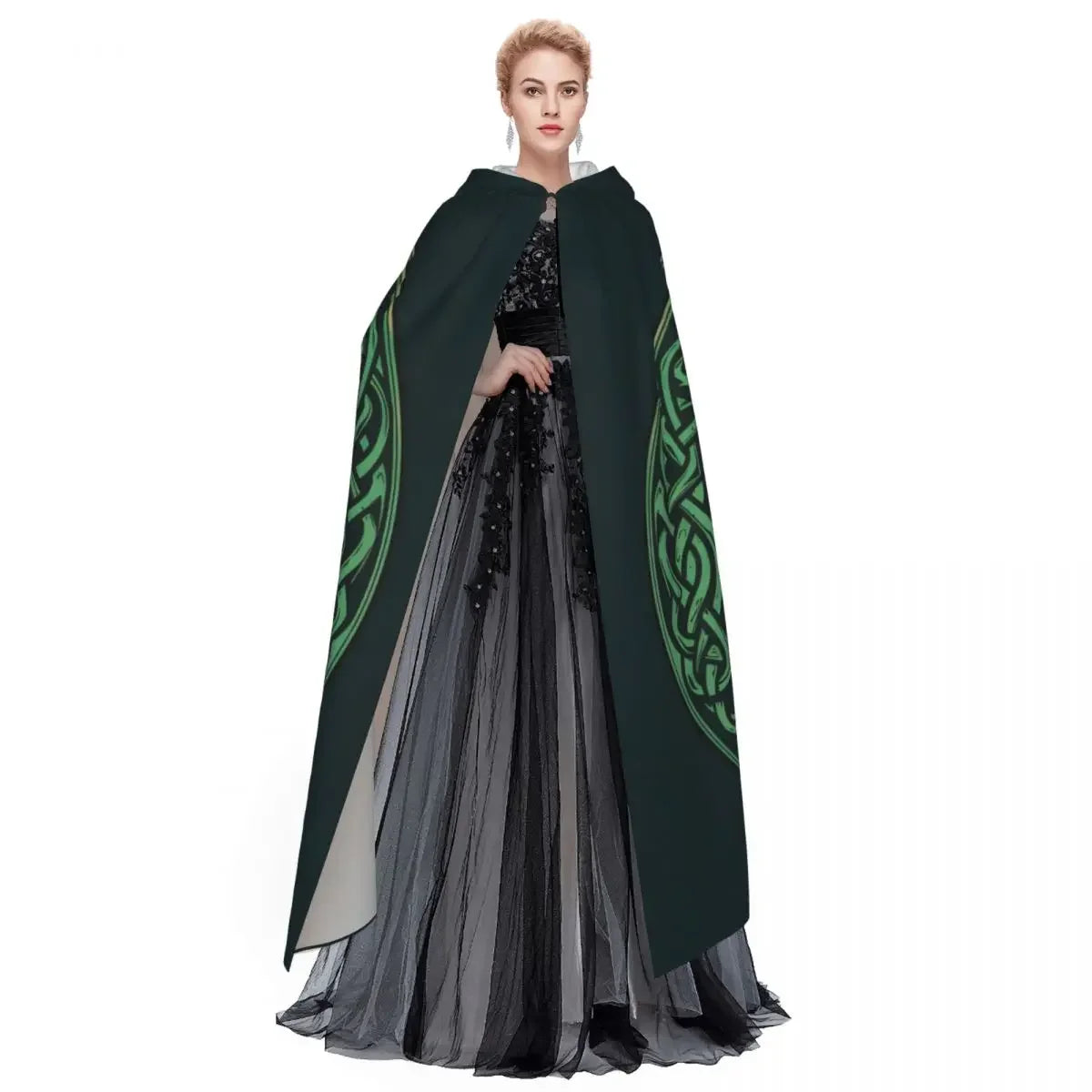 Tree of Life Celtic Cloak – Hooded Medieval Costume for Adults, Witch, Wicca, Vampire & Elf Purim Carnival Party