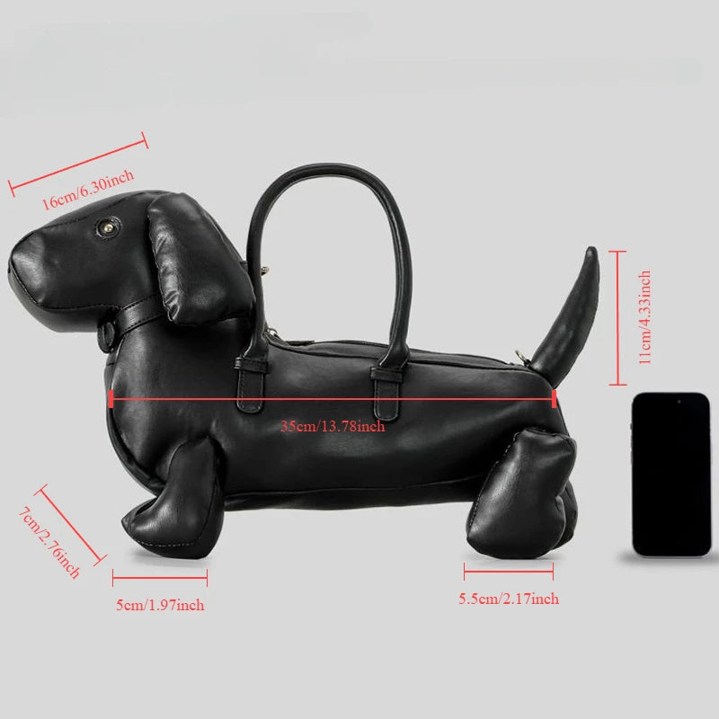 Women’s Fashion Cute Dachshund Handbag — Creative PU Soft Leather Shoulder Messenger Bag