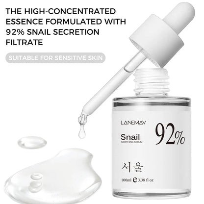 100ml 92% Snail Soothing Facial Essence – Hydrating & Moisturizing Multi-Action Face Serum