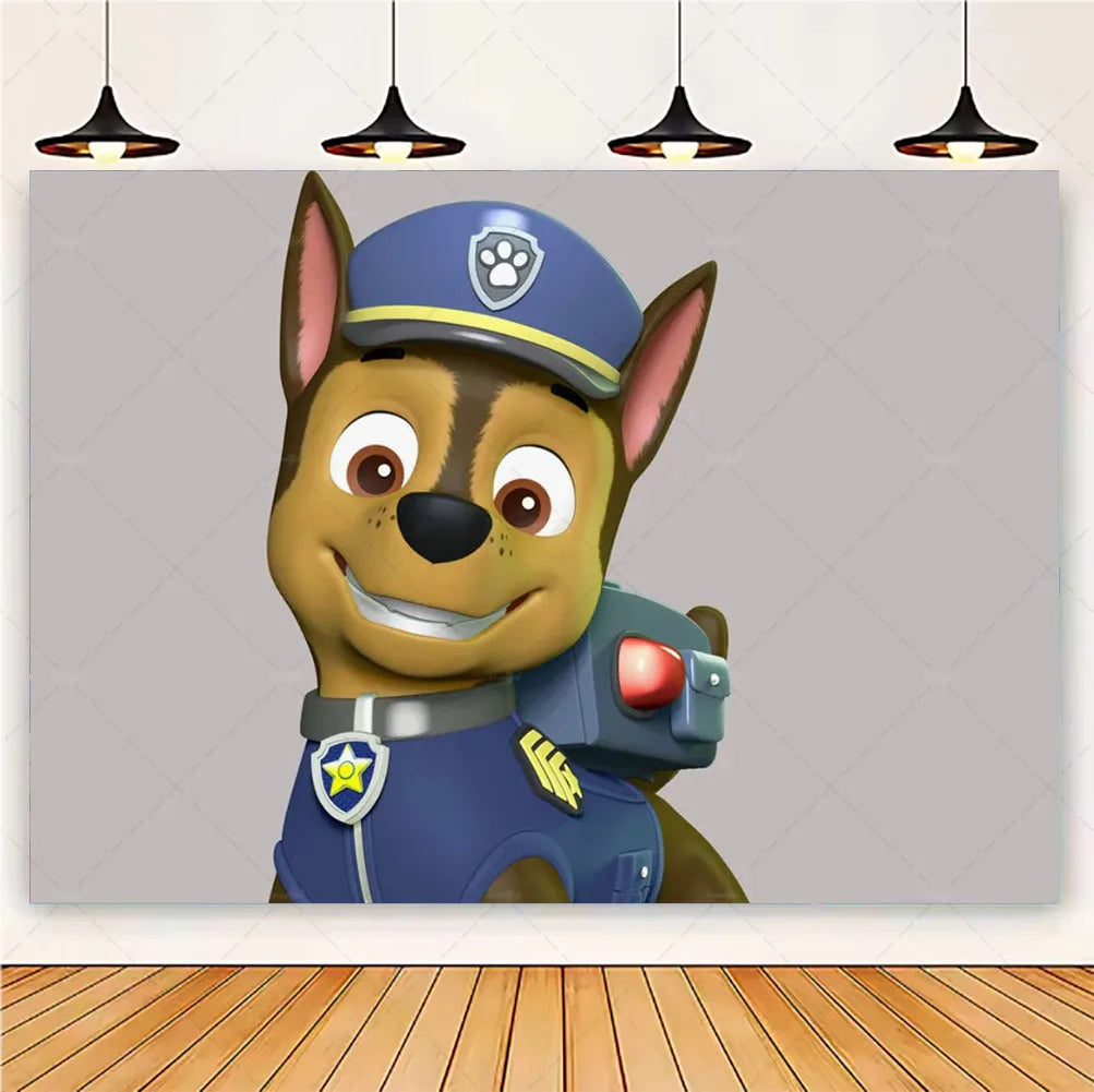 PAW Patrol Cartoon Puppy Birthday Party Backdrop – Animation Theme Decoration Background for Kids Party & Baby Shower Supplies Gift
