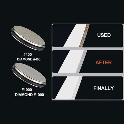Rolling Knife Sharpener Kit - Magnetic Knife Holder, Adjustable Angle Cylinder, Ceramic Polishing Disc - Kitchen Tool Set