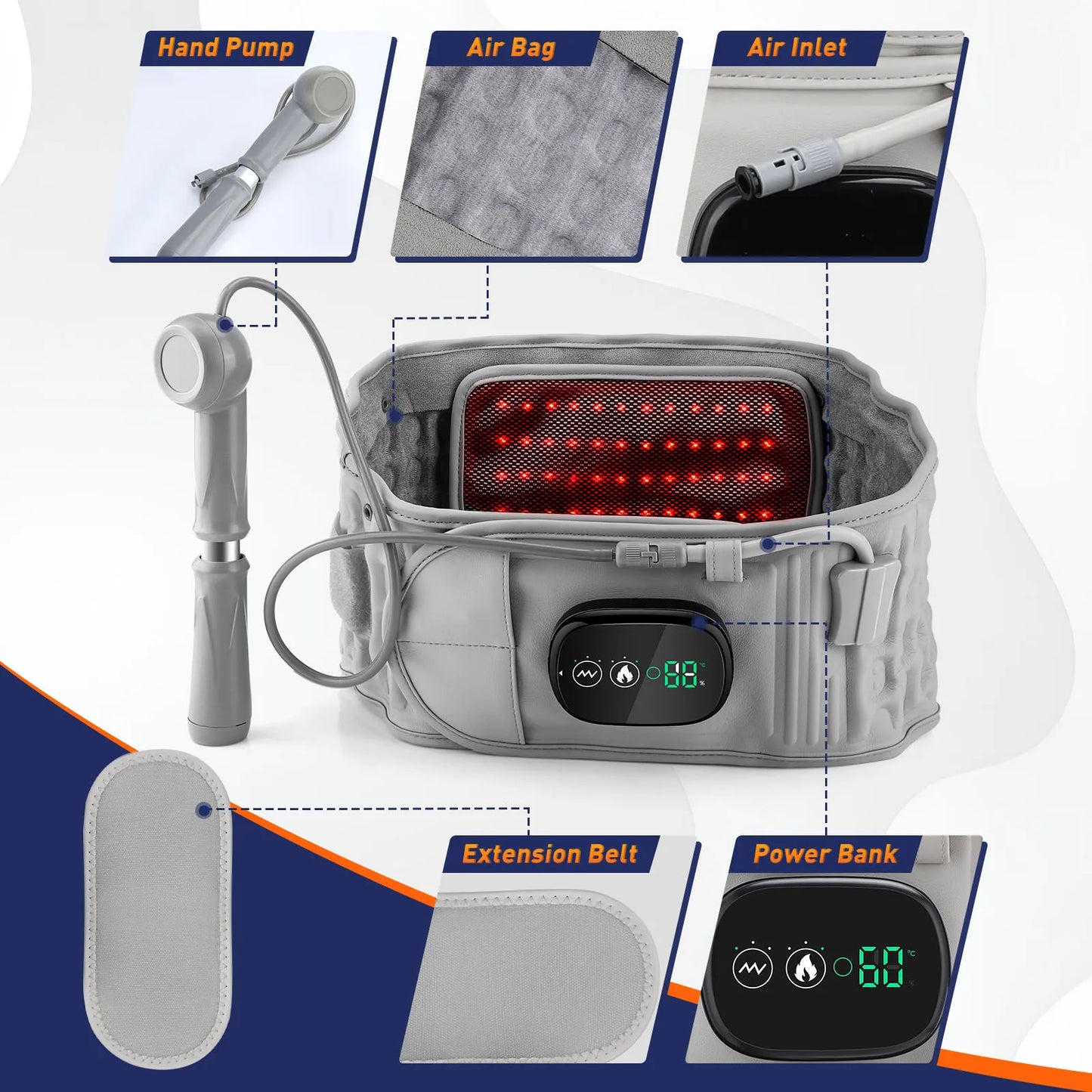 Heating Waist Massager Belt — Vibration & Inflatable Back Pad for Relaxation and Pain Relief