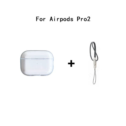 Clear Soft TPU Earphone Case for AirPods 1/2/3/4 & Pro/Pro 2 — Shockproof Cover with Lanyard Strap for AirPods 4 Charging Case